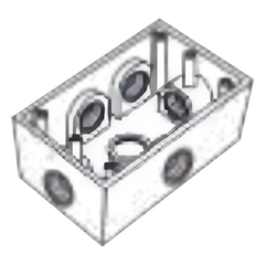 Caja Condulet FS de 1/2" (12.7 mm) con seis bocas a prueba de intemperie.
