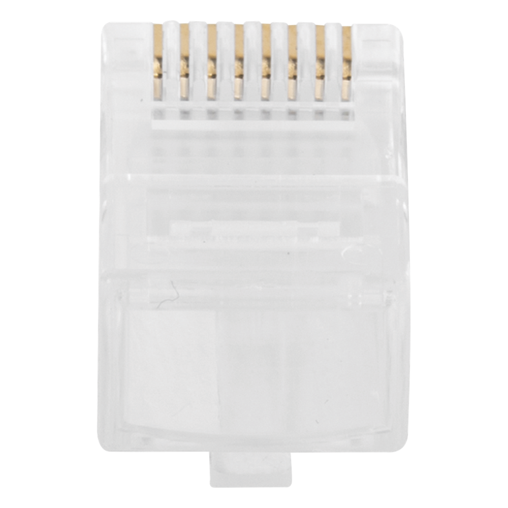 Bote con 100 Plugs Pass Through RJ45 Cat6 sin Blindaje, Chapado de Oro a 30 Micras para Durabilidad Extrema