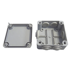 Caja Tipo Estanca IP55, con 6 Entradas, Tapa y Tornillo de Vuelta de 1/4, 100 x 100 x 50 mm (3.94 x 3.94 x 1.97 Pulgadas), Color Gris