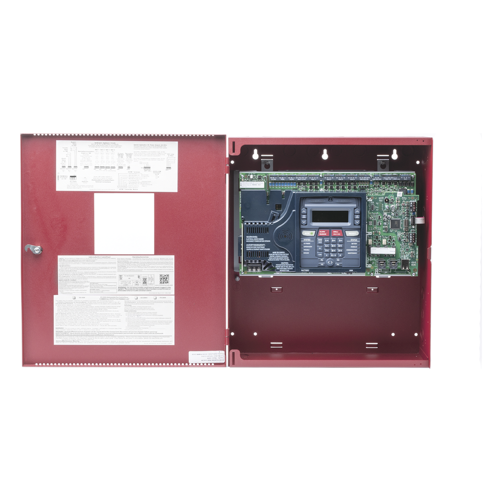 Panel de control de incendio direccionable con comunicador IP y POTS integrado, 318 puntos por lazo SLC, expandible a 954 puntos