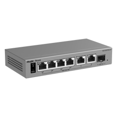 Switch Gigabit Smart Cloud Managed PoE+ / 7 Puertos (4 PoE+ 40 W) / 1 SFP Gigabit / Capa 2 / Gestión Cloud / Modo CCTV / Protección 6 kV / Fanless / Gabinete Metálico