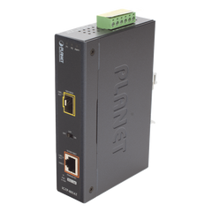 Convertidor de Medios PoE Industrial, Puerto SFP 1000BASE-SX/LX a Puerto RJ45 Gigabit con Salida PoE 802.3at (Hasta 30 W).