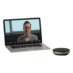 Yealink SP96, altavoz portátil con micrófono integrado, Bluetooth 5.3 con adaptador USB-C/A, alcance de captación de voz de 5 m, 26 horas de conversación, cancelación de ruido con IA.