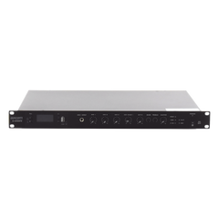 Amplificador de Audio | 1 canal | 350 W | Sistema 100V y Baja Impedancia | 4 Entradas de Micrófono Balanceadas | Bluetooth | USB | SD | FM | Montaje en Rack
