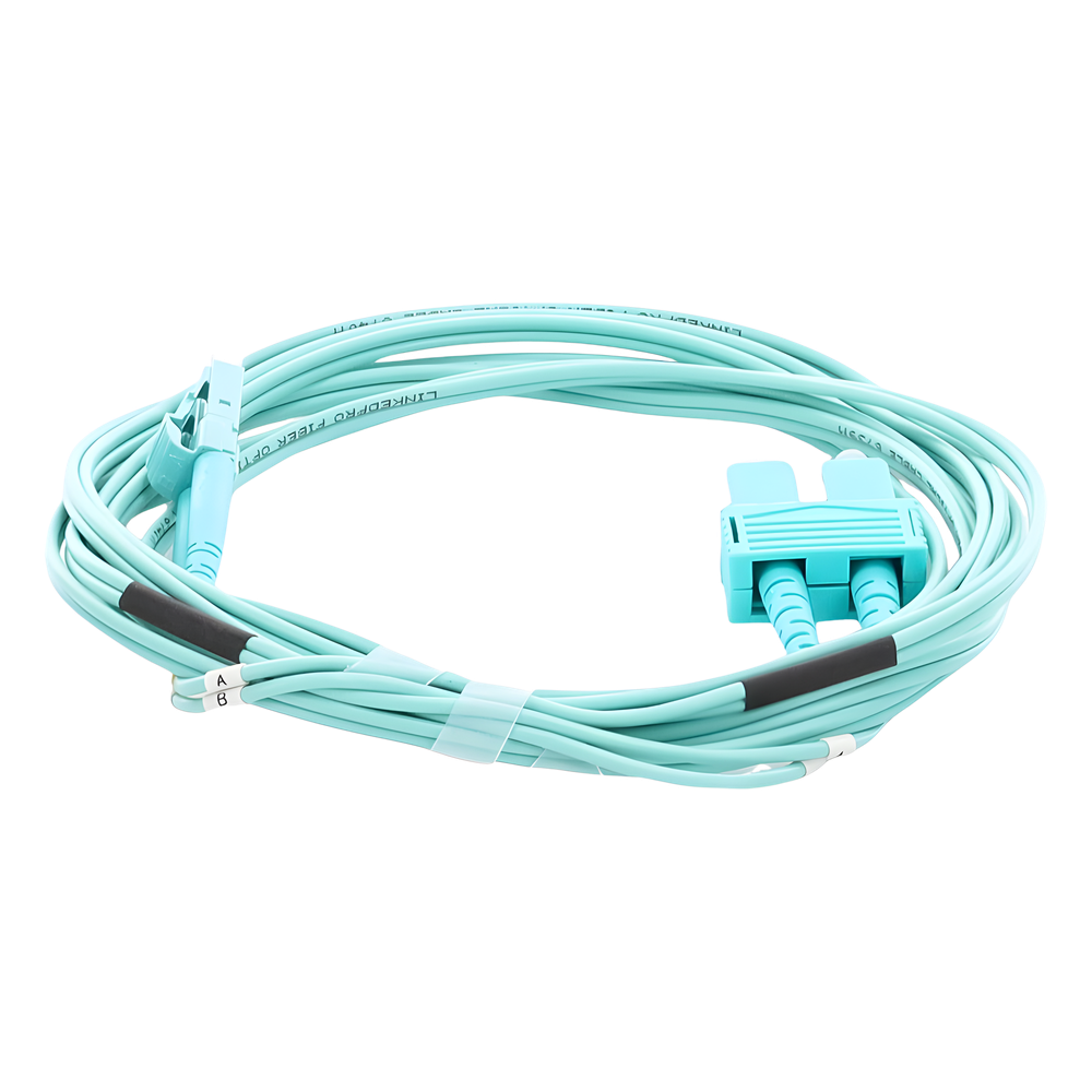 Jumper de Fibra Óptica Multimodo OM3 50/125 LC-SC OFNR (Riser), 2.0 mm, Dúplex, Aqua, 3 metros (9.84 pies)