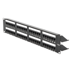 Panel de Parcheo de Impacto (110) UTP de 48 Puertos Cat6, 19 Pulgadas (48.26 cm), 2U, con Barra para Organizar Cable