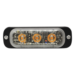 Luz Auxiliar de 3 LED, Rojo, Lente Transparente, SAE
