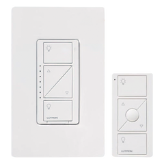 Kit de atenuador de pared inteligente sin cable neutro con control remoto Pico y placa Claro, 600 W incandescente/halógeno o 150 W LED atenuable, Caseta Wireless