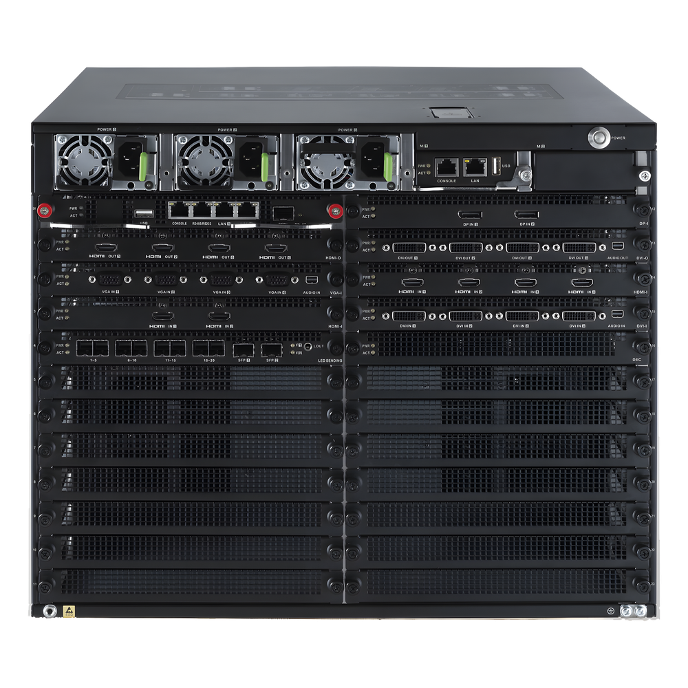 Controlador de Videowall / 23 Slots / 8U Rack / 10GbE / LCD y LED / 16 Divisiones por Salida / Cliente Multiplataforma