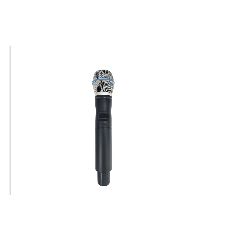Micrófono Mano Inalámbrico EP-59H | Rango Frecuencia 470-510MHz, 540-590MHz, 640-690MHz, 807-830MHz | Potencia Salida ≥10dBm | Autonomía >10 Horas | Mute Automático por Caída | Display OLED | 7 Niveles Potencia Aju