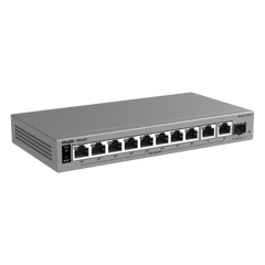 Switch Layer 2 Smart Cloud-Managed / 11 Puertos Gigabit / 8 Puertos PoE+ IEEE 802.3af/at 70 W / 1 Puerto SFP Uplink / Protección 6 kV / Gabinete Metálico Fanless / Gestión Cloud de por Vida / Modo CCTV de Un Clic