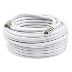 Jumper Coaxial con Cable Tipo RG-6 en Color Blanco de 15.24 Metros (50 Pies) de Longitud y Conectores F Macho en Ambos Extremos. 75 Ohm de Impedancia.