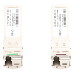 Transceptores Ópticos Industriales Bidireccionales SFP+ (Mini-Gbic) / Monomodo 1270 & 1330 nm / 10 Gbps / 10GBASE / Conector LC/UPC Simplex / DDM / Hasta 20 km / 2 Piezas