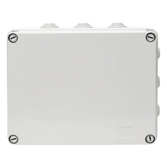 Caja Estanca de PVC Para Derivación y Conexión, 12 Entradas, Tapa Atornillada, 240x190x90 mm (Área interna), Uso Exterior IP55, Material que no Propaga el Fuego y Libre de Hálogenos