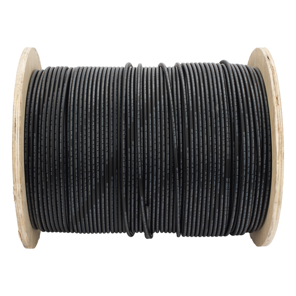 Cable Fotovoltaico Negro / Cobre Estañado / 6 mm² (10 AWG) / 2000V / Rollo de 500 m / / UL 4703 y TUV