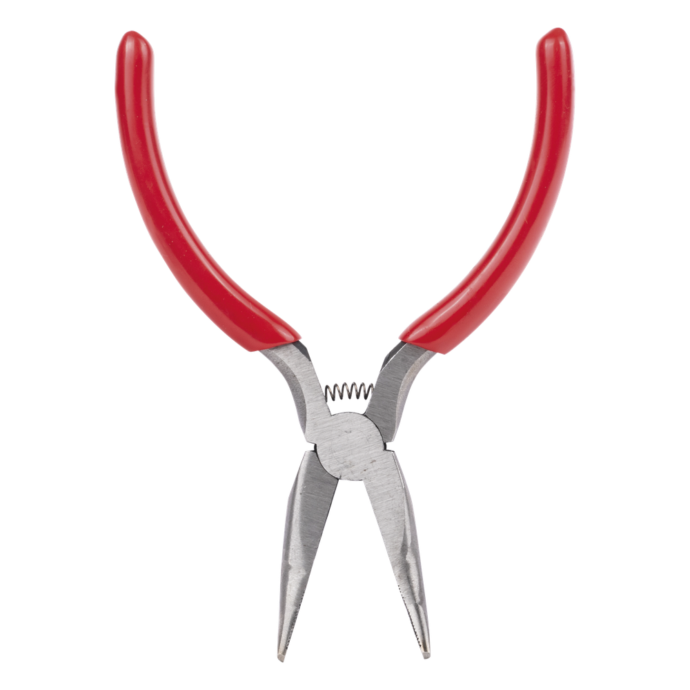 Pinza punta Curveada de 5” con Mango Forrado Plástico.