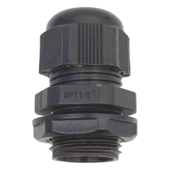 Conector Plástico Negro Tipo Glándula para Rosca NPT 1/2"