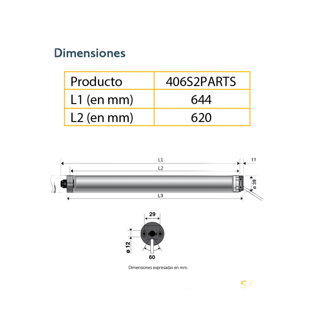 Motor SOMFY 40 mm para persianas.