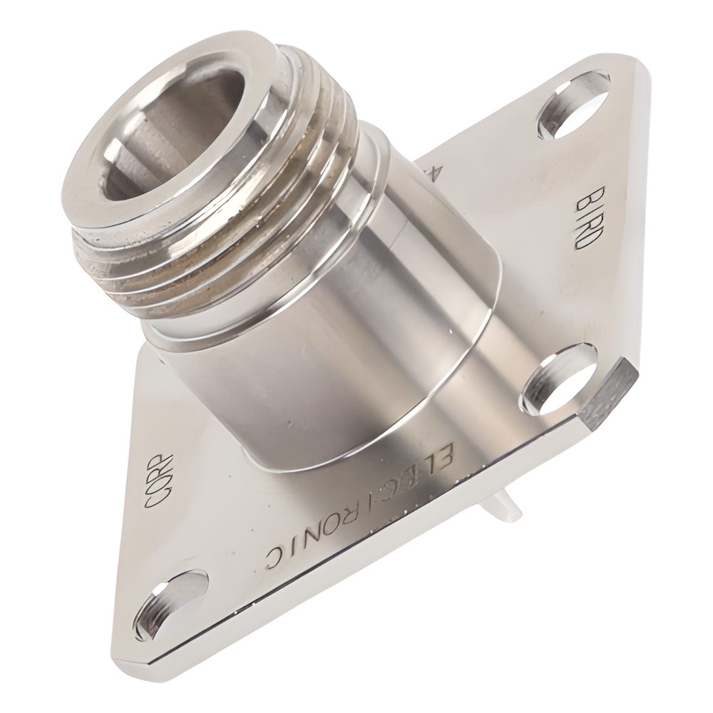 Conector N Hembra de Cambio Rápido / Wattmetro BIRD 43, 4304, 4 perforaciones a 18 mm, Níquel/ Plata/ Teflón.â€‹