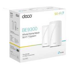KIT 2 Routers Inalámbrico MESH Interior para Hogar / Triple Banda Wi-Fi 7 BE9300 Mbps / 2 Puerto 2.5 Gigabit WAN/LAN / 4 Antenas Internas / Operación Multi-Link MLO / Administración Mediante la App Deco (iOS, Android) / HomeShield