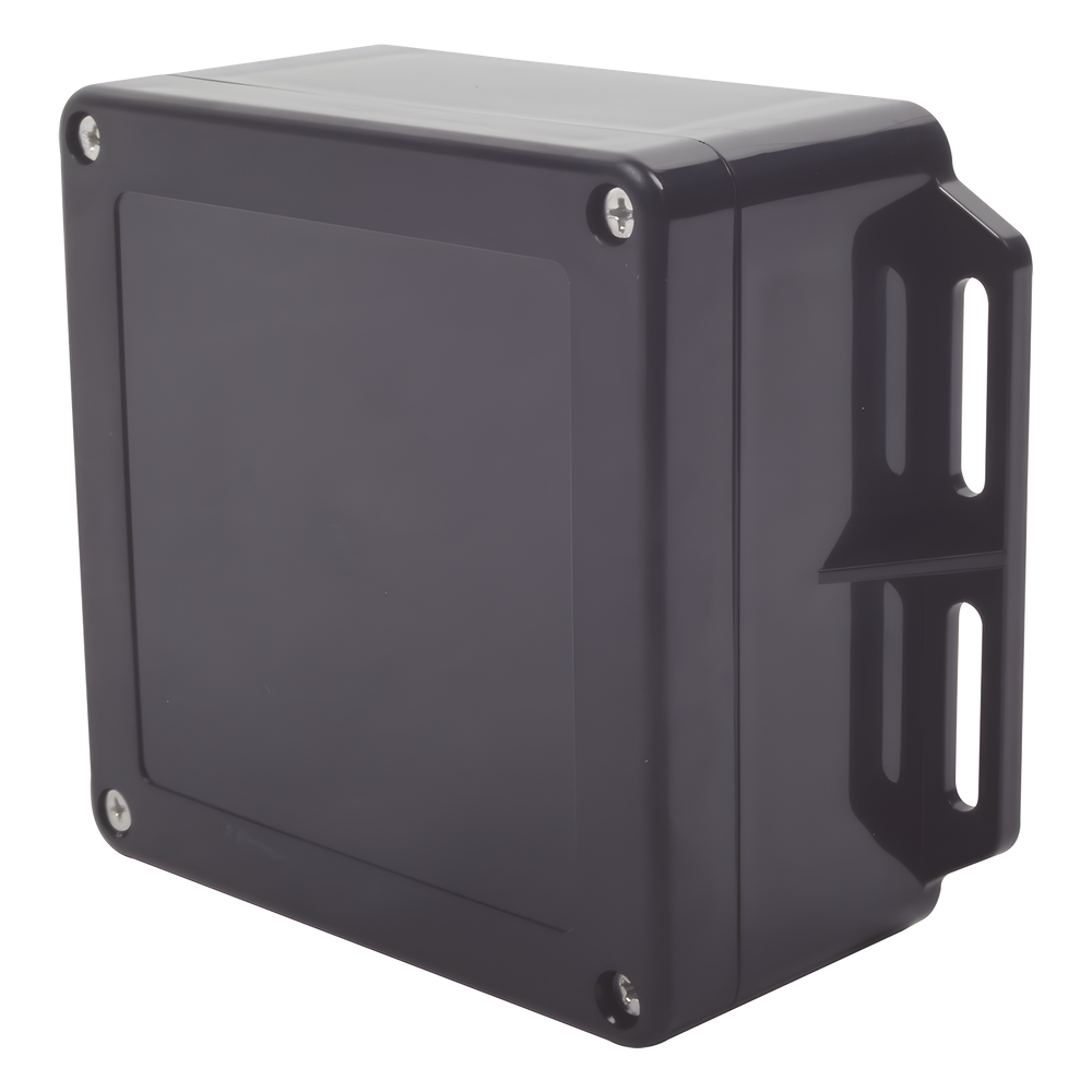 Gabinete Plástico Negro para Exterior (IP65) de 120 x 120 x 60 mm Cierre por Tornillos.