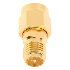 Adaptador en Línea, de Conector SMA Macho a SMA Hembra Inverso, Oro/ Oro/ Teflón.