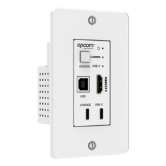 Kit Extensor HDBaseT | 4K@60Hz | 100m Cat6/6a/7 | Placa de Pared USB-C/HDMI | KVM y PoE
