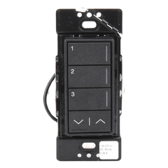 Teclado de escenas Sunnata de 3 botones con funciones de subir y bajar, comunicación inalámbrica Clear Connect, 120-277 V, satinado color Medianoche, para sistema RadioRA 3