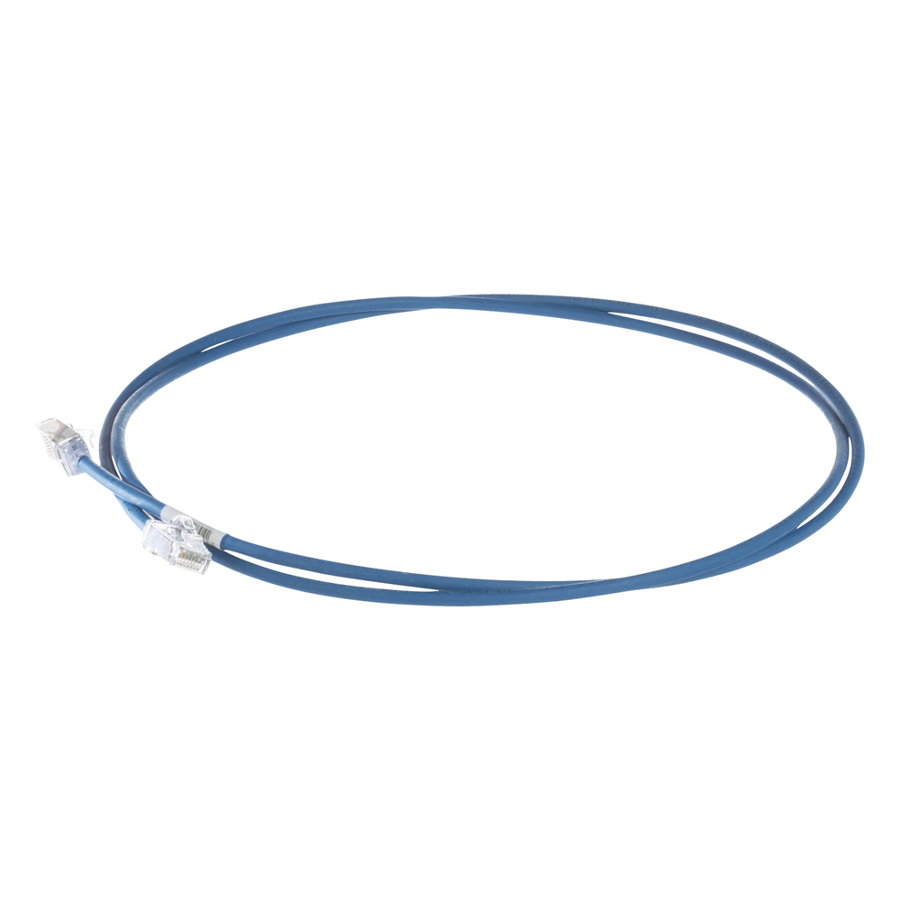 Patch Cord Cat6A, Diametro Reducido 28 AWG, Blindado S/FTP, CM/LS0H, 15 Metros (49.21 Pies), Color Azul