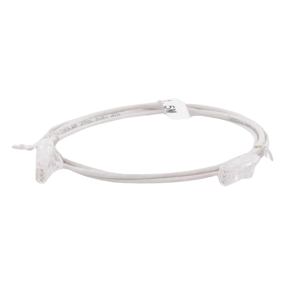 Cable de Parcheo Slim UTP Cat6 - 1.5 Metros (4.92 Pies) Blanco Diámetro Reducido (28 AWG)