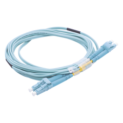 Jumper de Fibra Óptica Multimodo OM3 50/125 LC-LC OFNR (Riser), 2.0 mm, Dúplex, Aqua, 20 Metros (65.62 Pies)