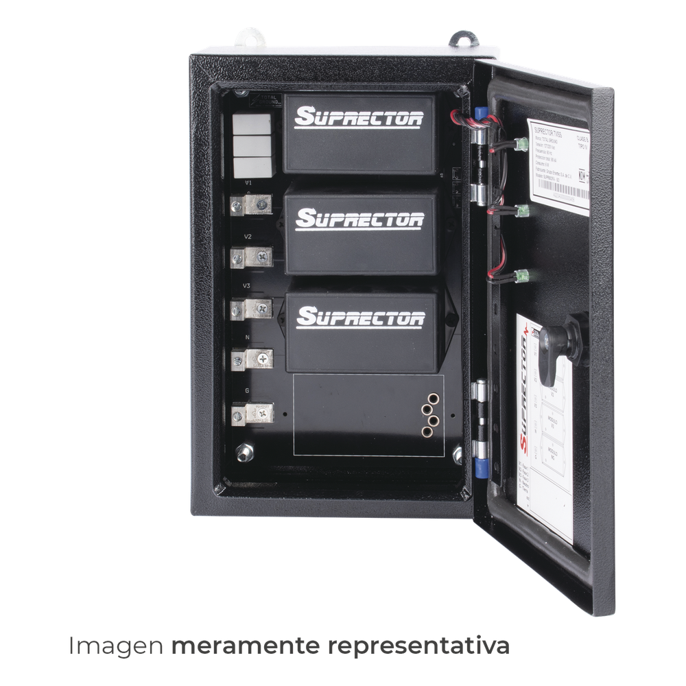 Supresor de Pico Clase C con Voltaje de Operación 127/220 Vca, 3 Fases, 320 KA.