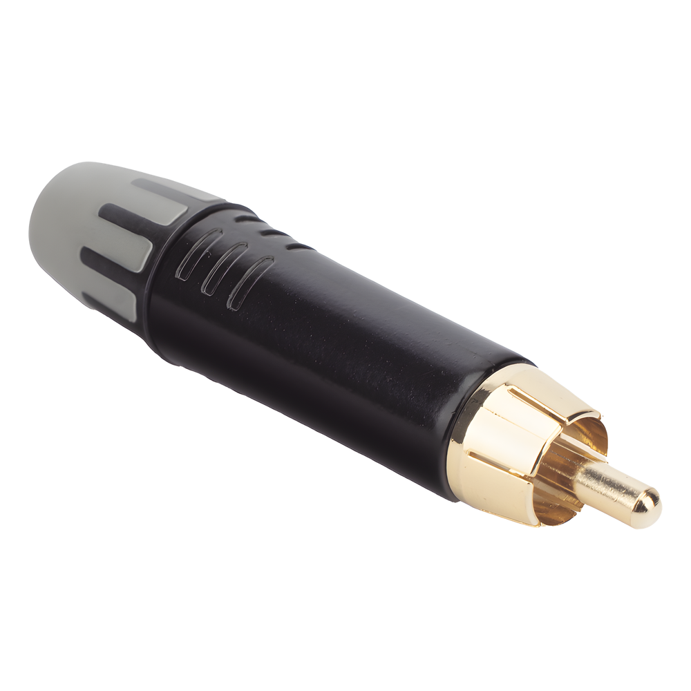Conector Macho RCA | Carcasa Enchapada en Negro | Contacto Enchapado en Oro | Cable OD 3.5-6.5mm