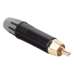 Conector Macho RCA | Carcasa Enchapada en Negro | Contacto Enchapado en Oro | Cable OD 3.5-6.5mm