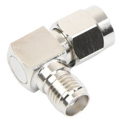 Adaptador en Ángulo Recto, de Conector SMA Macho a SMA Hembra Níquel/ Oro/ Teflón.