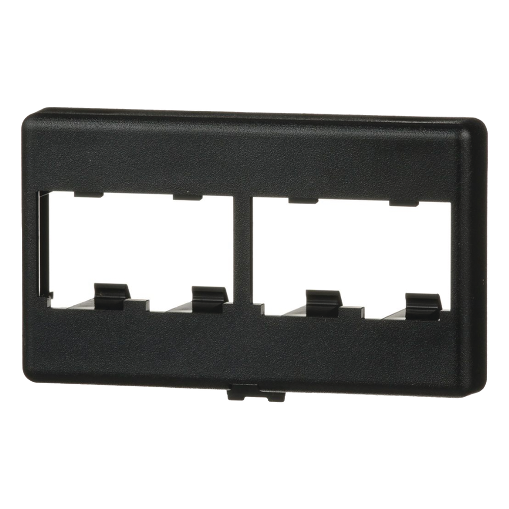Placa de Mobiliario Modular Estándar, Salidas Para 4 Puertos Mini-Com, Color Negro