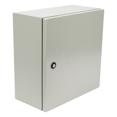Gabinete de Acero IP66 Uso en Intemperie (400 x 400 x 200 mm) con Placa Trasera Interior de Metal y Compuerta Inferior Atornillable (Incluye Chapa y Llave PST407)
