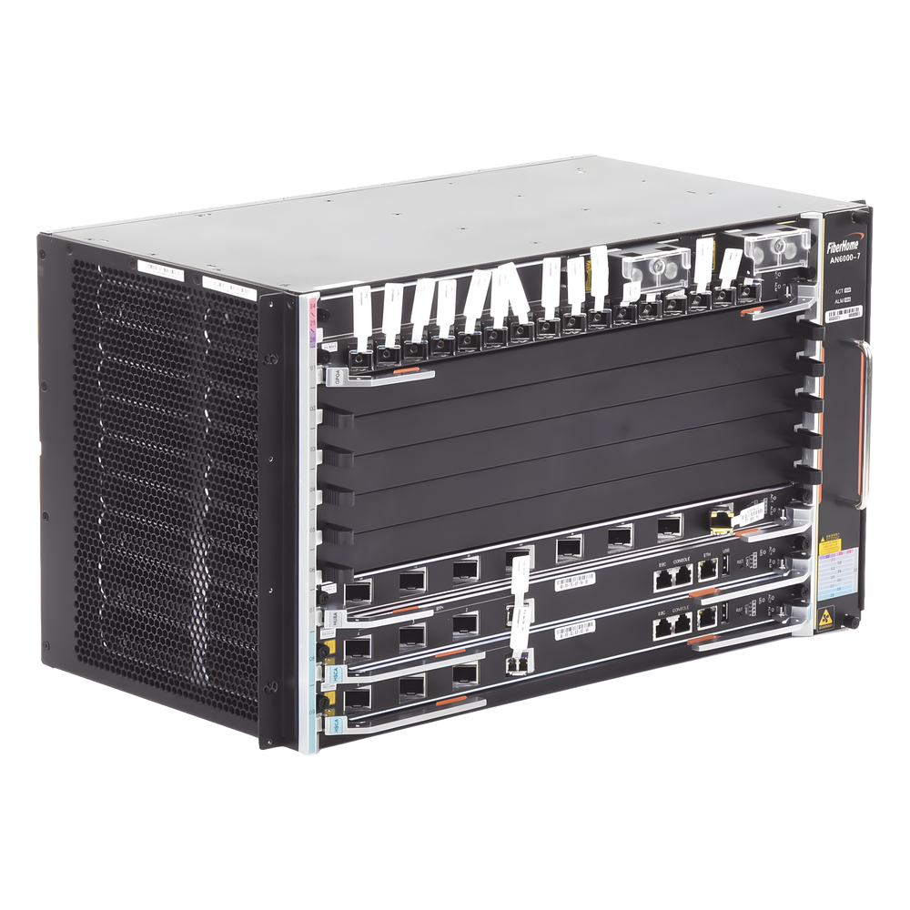 OLT Carrier Class Modular GPON, 6 Ranuras de Servicio, Incluye 1 Tarjeta de Servicio 16 puertos GPON, crecimiento hasta 96 puertos GPON, 6 UR, Gestión por UNM2000, CLI, (Incluye Instalación de software UNM2000)