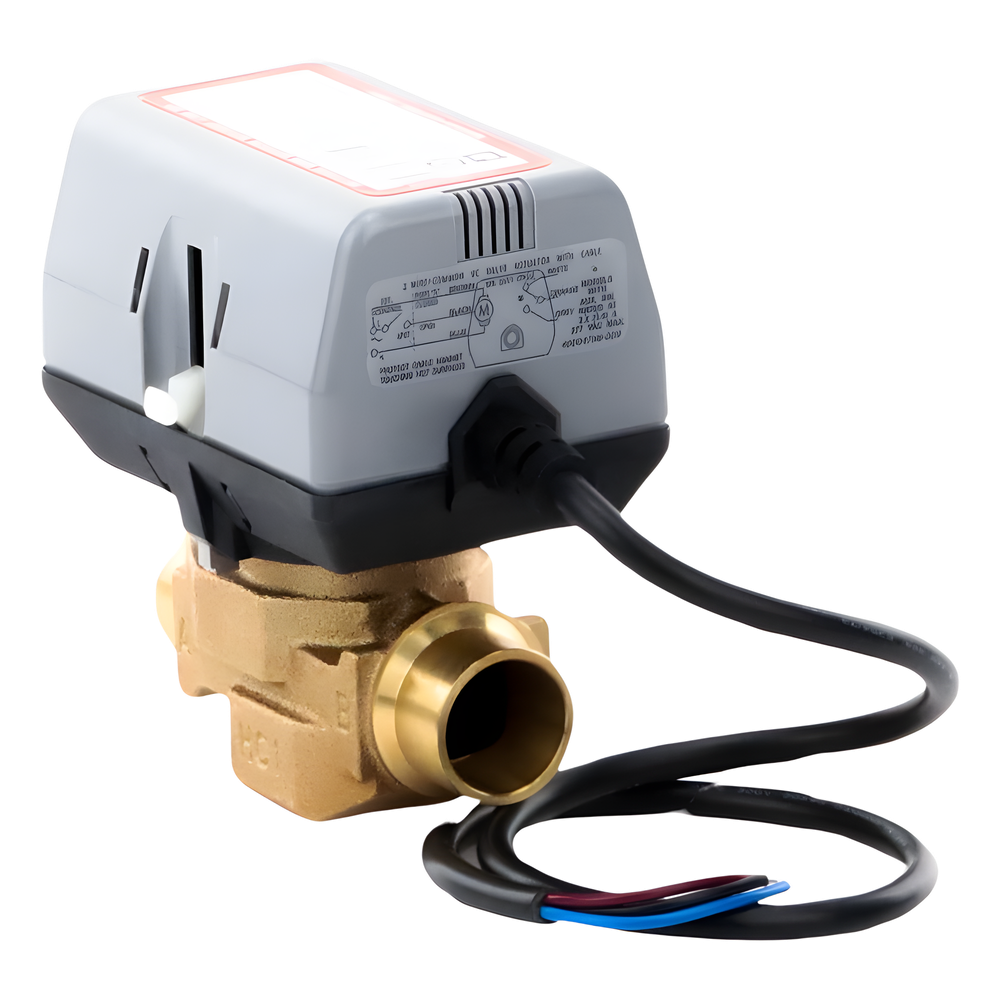 Válvula de zona motorizada de 2 vías 3/4 pulgada BSPT con actuador de 200 a 240 VAC para calefacción y aire acondicionado