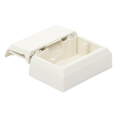 Caja Superficial Con Bisagras de Instalación a Presión, Para Canaletas T45, Material PVC Rígido, Color Blanco Mate