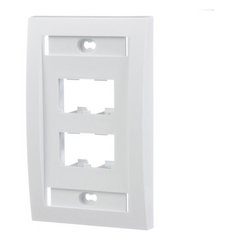 Placa de Pared Vertical Ejecutiva, Salida Para 4 Puertos Mini-Com, Con Espacios Para Etiquetas, Color Blanco