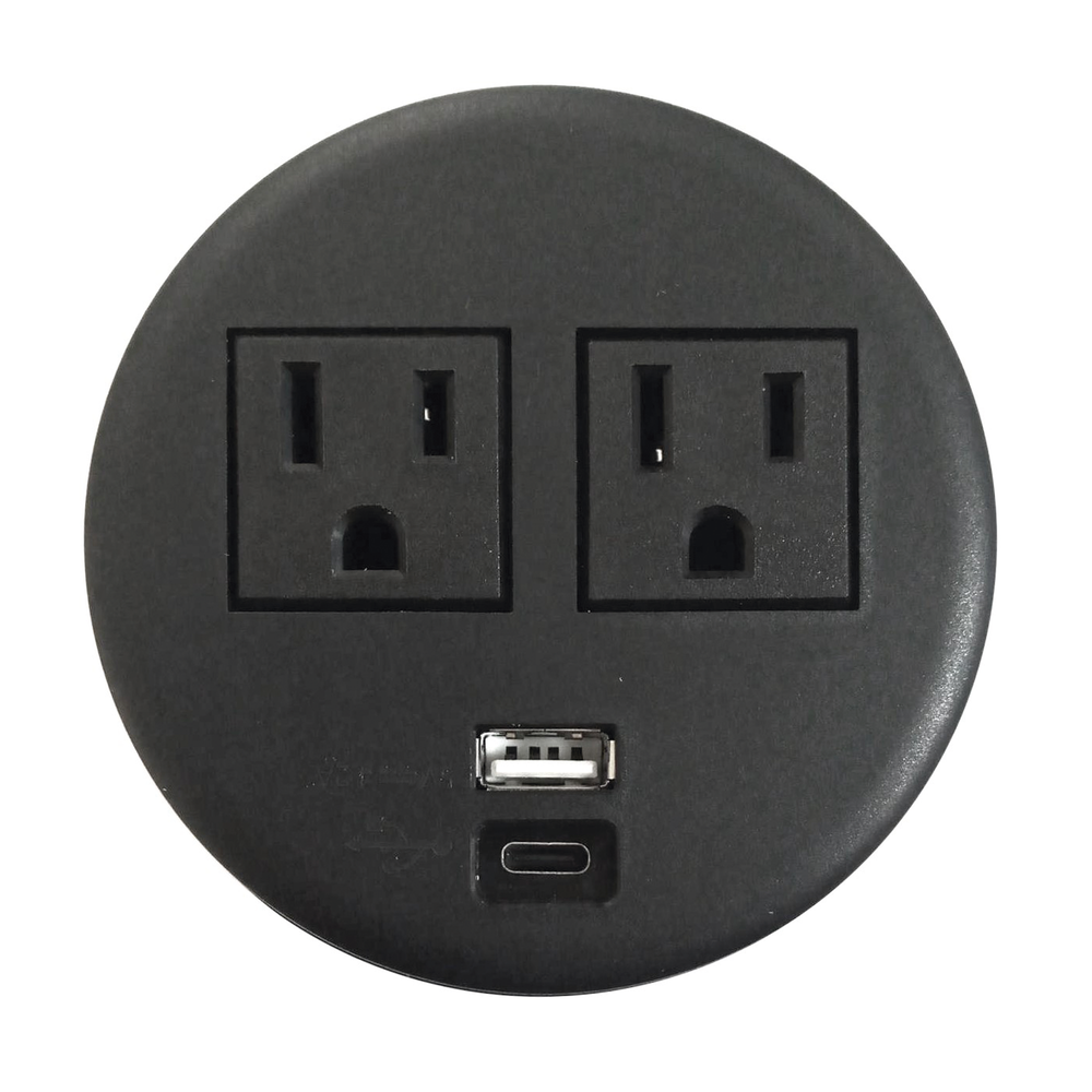 Multicontactos Empotrable Doble/ USB A & C, Color Negro, No Incluye Cable de Poder (11000-83604)