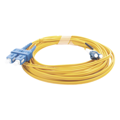 Jumper de Fibra Óptica Monomodo 9/125 LC/UPC-SC/UPC, PVC, 2.0 mm, Dúplex, Amarillo, 5 Metros (16.40 Pies)