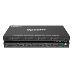 Matriz de Video HDMI 4x4 | Ancho de Banda 10.2 Gbps | Resolución 4K@30Hz | Escalado a 1080P, 720P, 1920x1200, 4K30 | Modos Matriz y Video Wall | Control RS-232 y Remoto Infrared