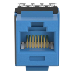 Conector Jack Estilo 110 (de Impacto), Tipo Keystone, Categoría 6A, de 8 Posiciones y 8 Cables, Color Azul
