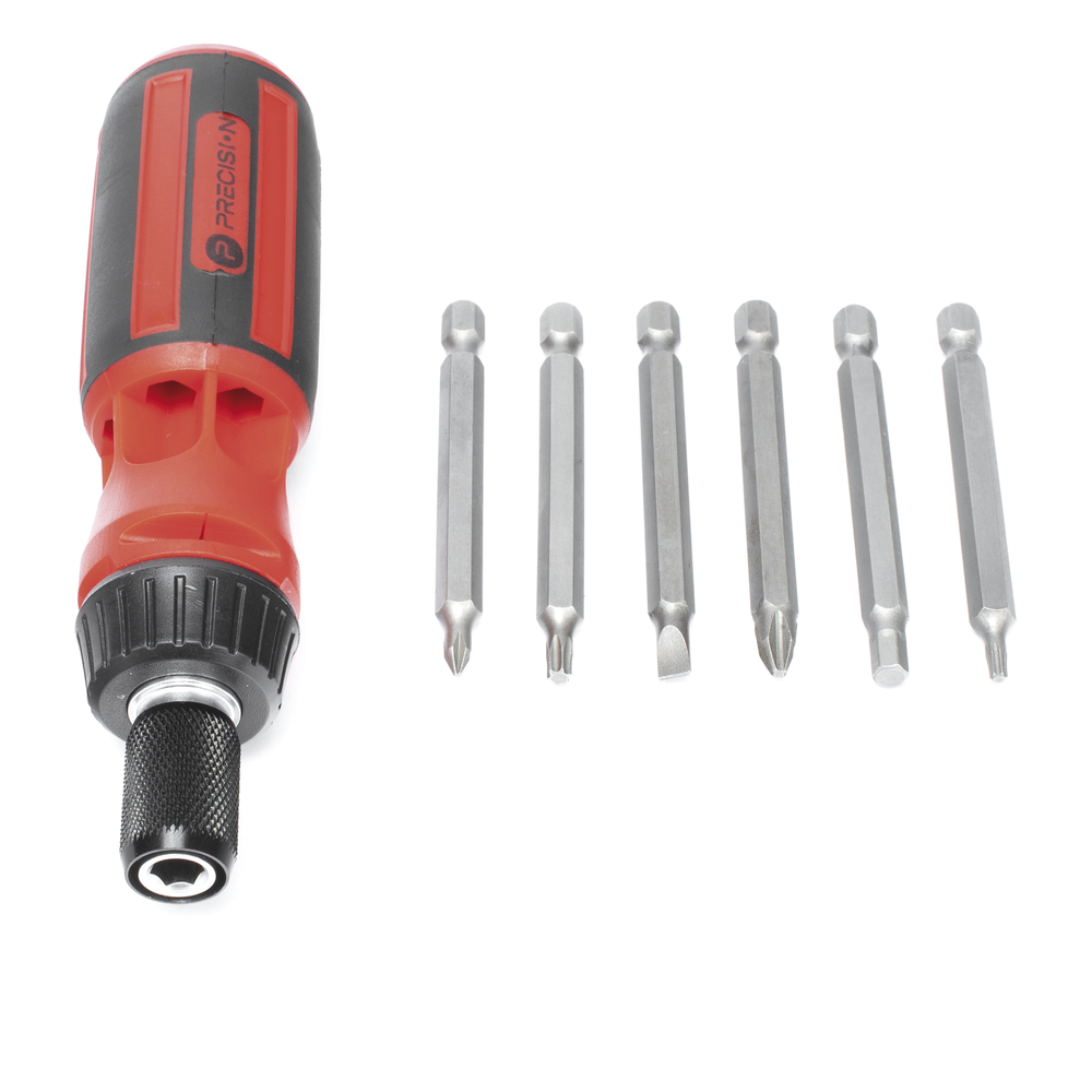 Desarmador 6 en 1 con Mango de Agarre Plástico (Torx #10 y #20, Hexagonal #5, PH0, PH2, Plana #5)