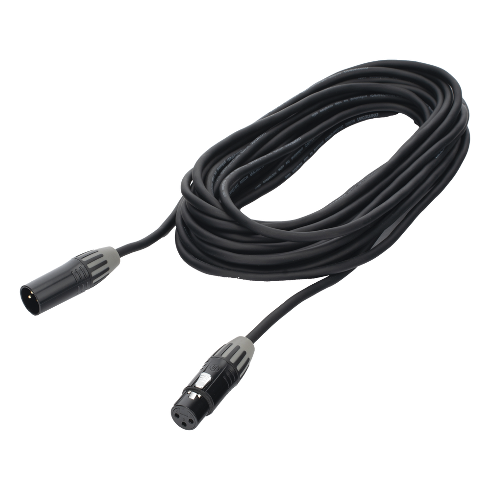 Cable XLR | 3 polos | Conector Hembra-Macho | Serie M | Carcasa Negra | Contactos Dorados | Ideal para Microfonía | Longitud 5m