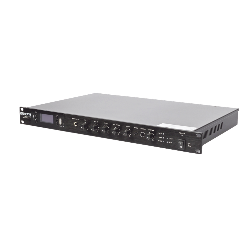 Amplificador Mezclador | 120W RMS | Sistema 100V y Baja Impedancia | MP3 | Tuner | Bluetooth | Música ambiental y Voceo