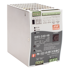Fuente de Poder Industrial de 240W con Cargador de Baterías, salida 48Vcc, 5A, para montaje Riel Din
