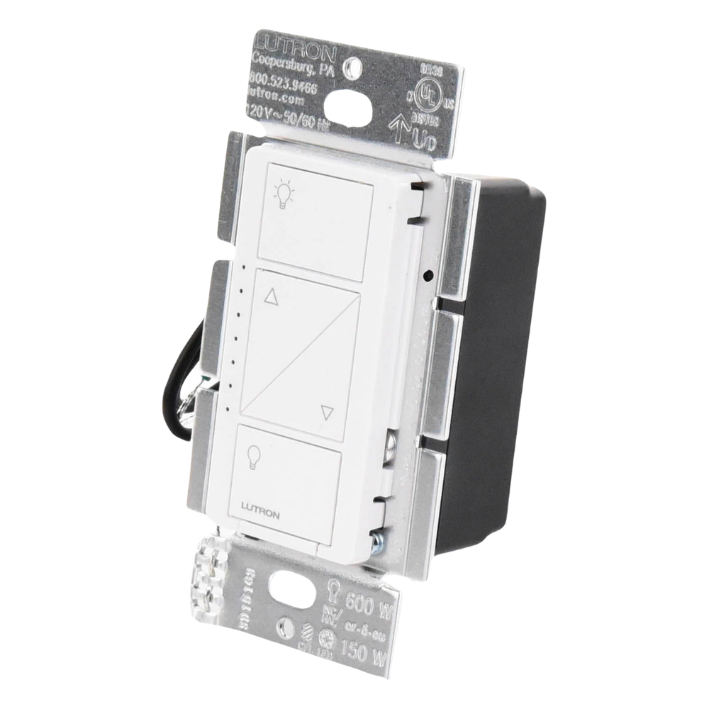Atenuador de pared Caseta Wireless de 120 V para 150 W LED/CFL o 600 W incandescente/halógeno, sin cable neutro, compatible con controles Pico y sensores inalámbricos